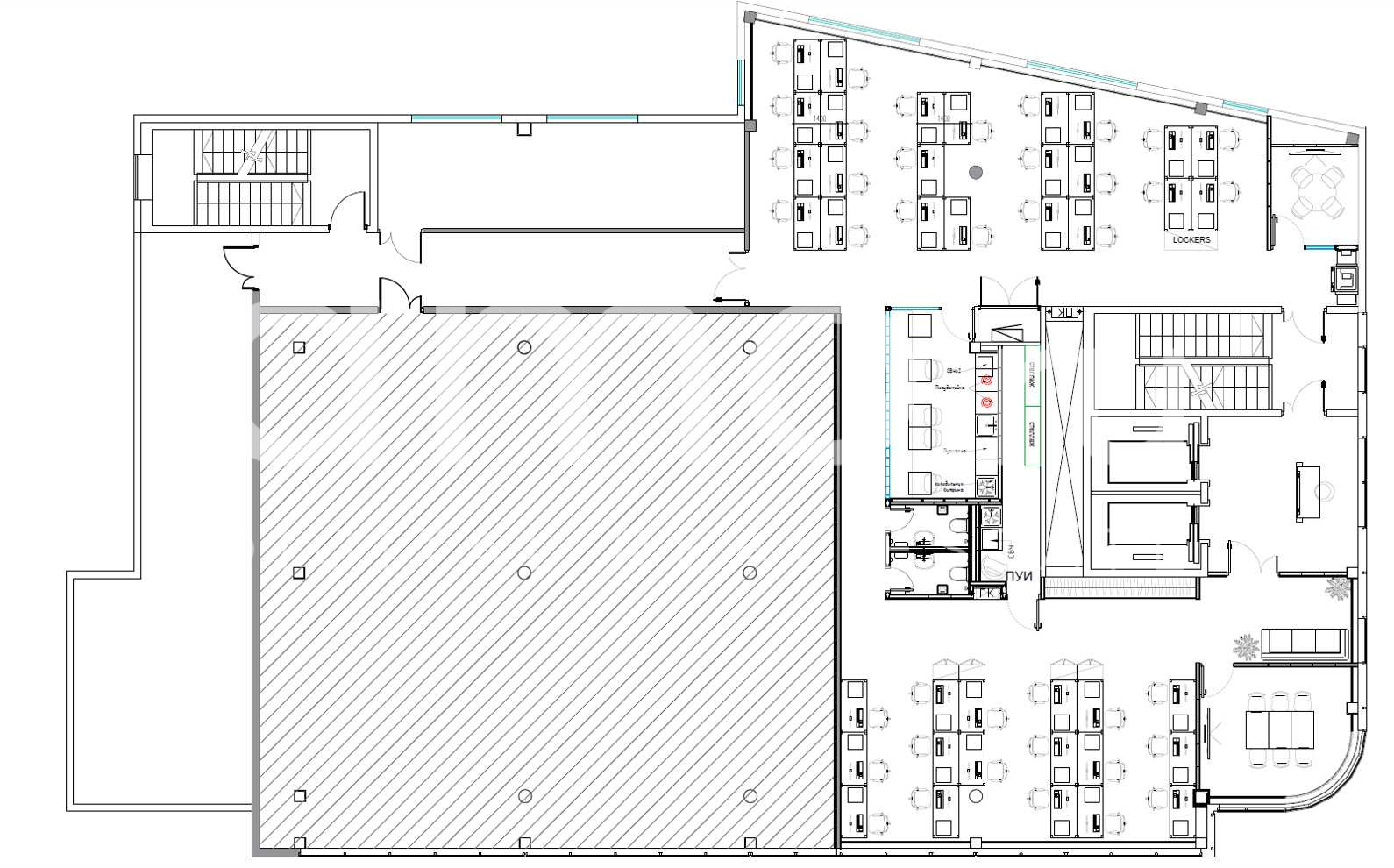 Планировка офиса 286.8-1245.9 м², 10 этаж, Административное здание «г Москва, Газетный пер., 17»